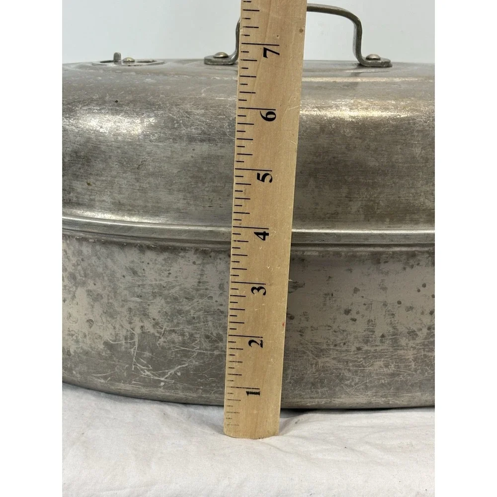 Vintage MIRRO 876M Aluminum Roaster Pan w/ Vented Lid & Lifter  Made in U.S.A